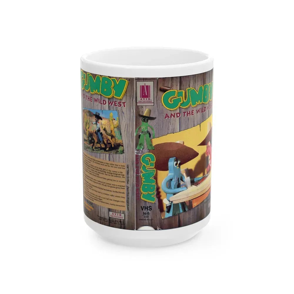 GUMBY AND THE WILD WEST (VHS COVER) - White Coffee Mug 15oz - Go Mug Yourself