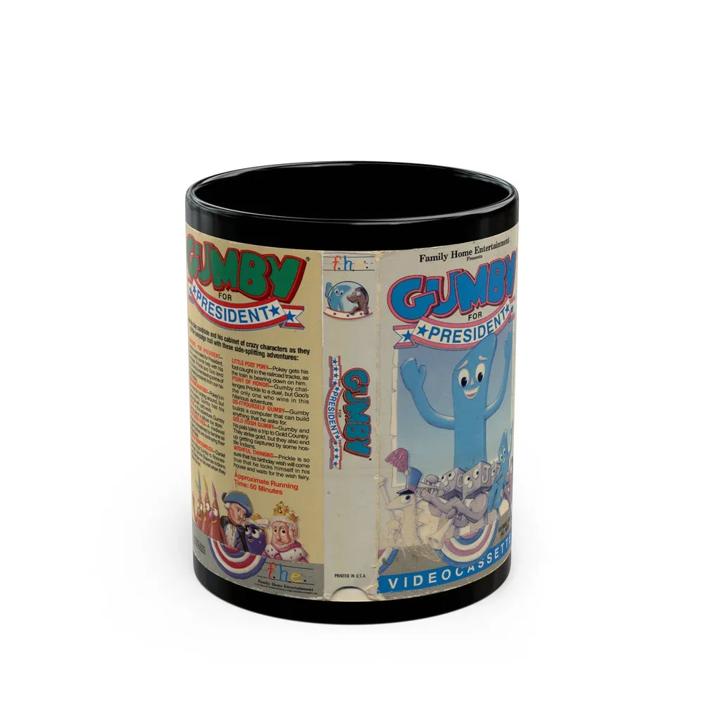 GUMBY FOR PRESIDENT (VHS COVER) - Black Coffee Mug-11oz-Go Mug Yourself