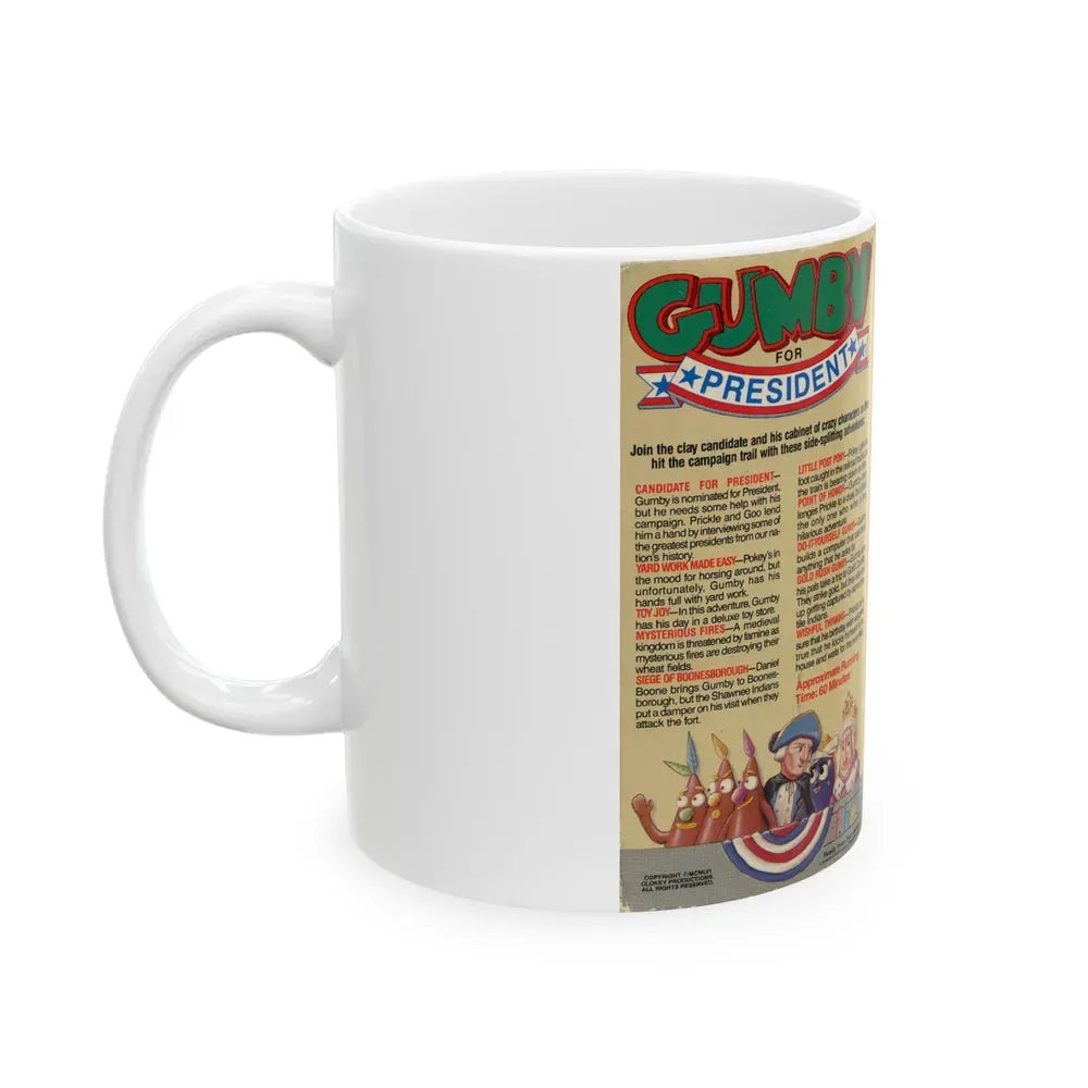 GUMBY FOR PRESIDENT (VHS COVER) - White Coffee Mug - Go Mug Yourself