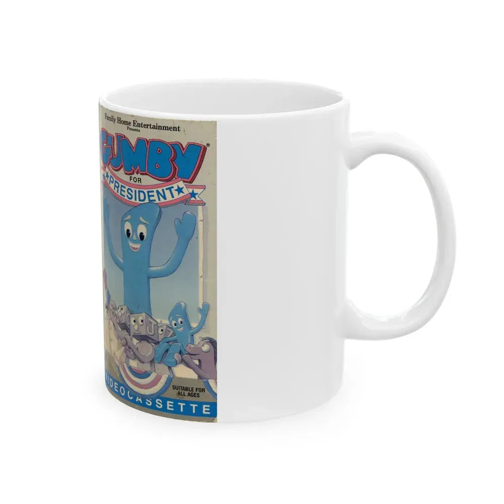 GUMBY FOR PRESIDENT (VHS COVER) - White Coffee Mug - Go Mug Yourself