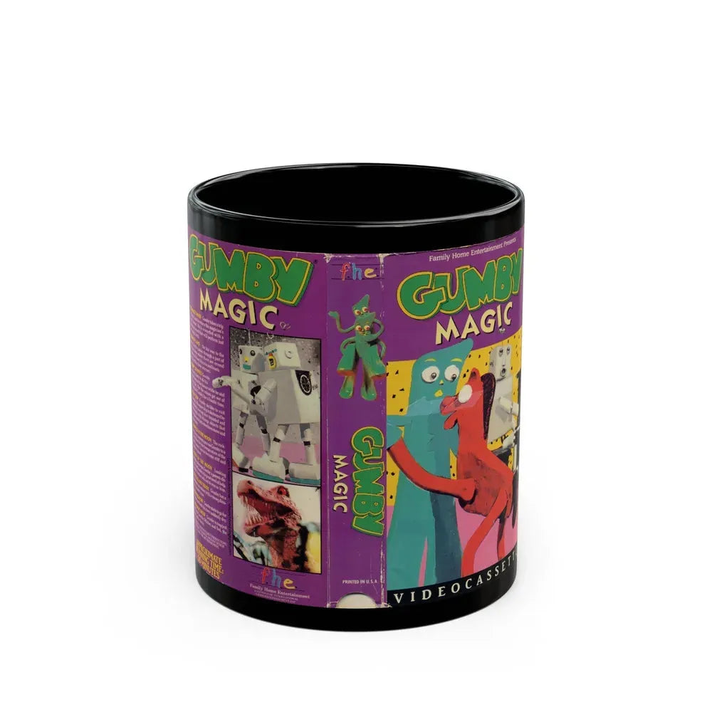 GUMBY MAGIC (VHS COVER) - Black Coffee Mug 11oz - Go Mug Yourself