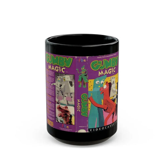 GUMBY MAGIC (VHS COVER) - Black Coffee Mug 15oz - Go Mug Yourself