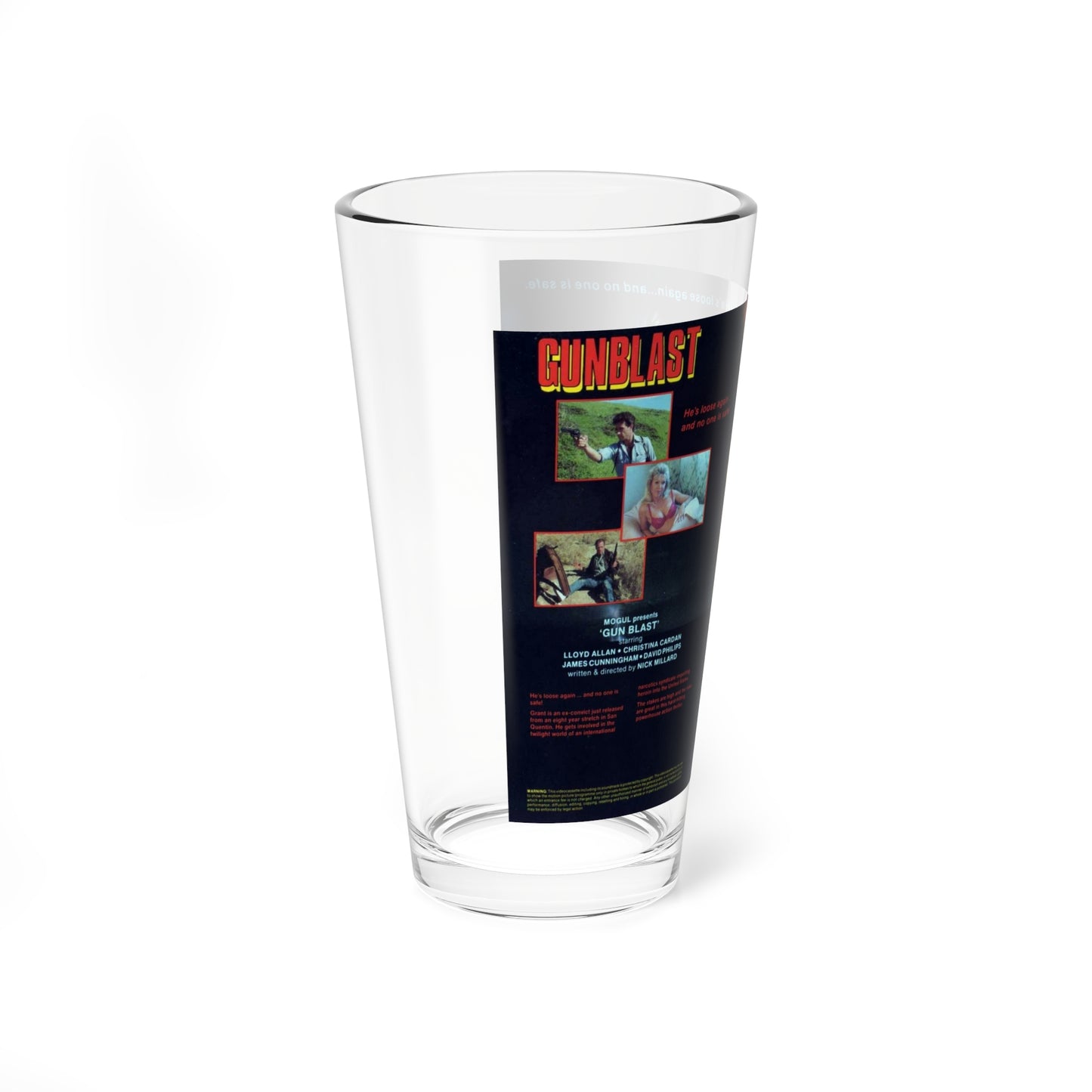 GUNBLAST (VHS COVER) Pint Glass 16oz-Go Mug Yourself