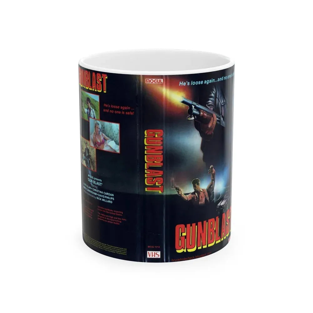 GUNBLAST (VHS COVER) - White Coffee Mug 11oz - Go Mug Yourself