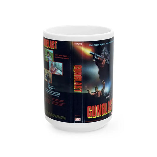 GUNBLAST (VHS COVER) - White Coffee Mug 15oz - Go Mug Yourself