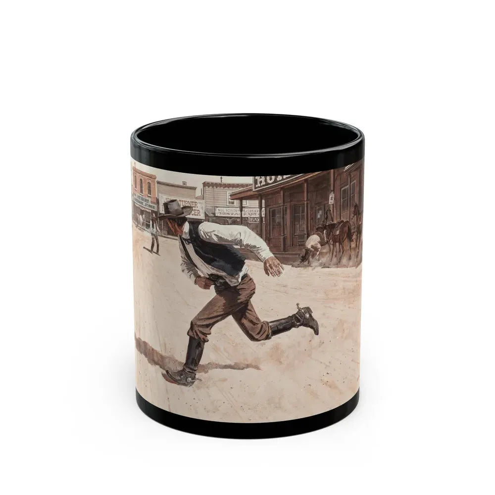 Gunfight, Argosy magazine interior illustration, 1958 - Black Coffee Mug 11oz - Go Mug Yourself