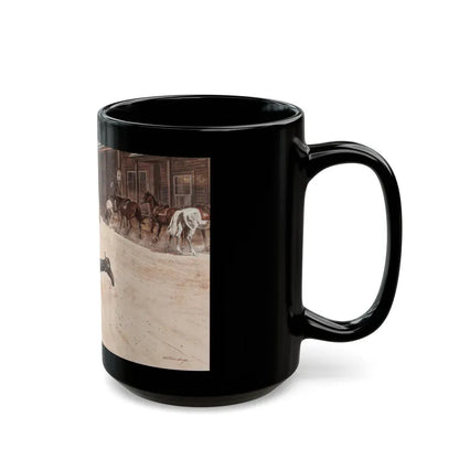 Gunfight, Argosy magazine interior illustration, 1958 - Black Coffee Mug - Go Mug Yourself