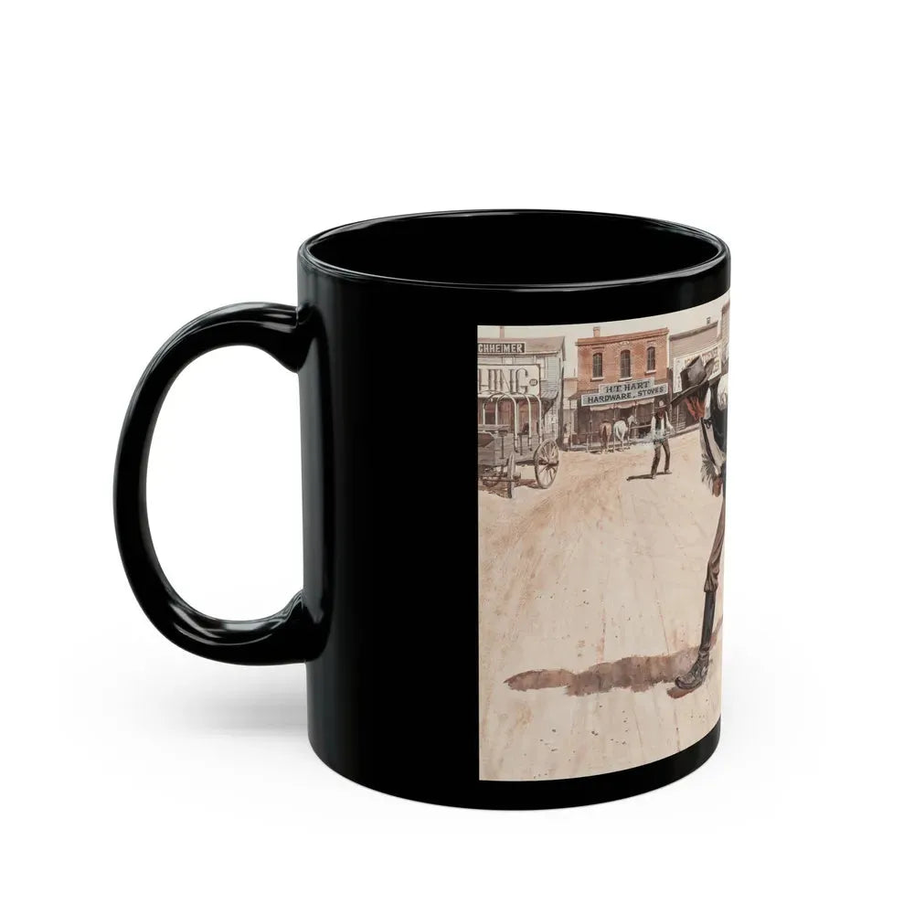 Gunfight, Argosy magazine interior illustration, 1958 - Black Coffee Mug - Go Mug Yourself