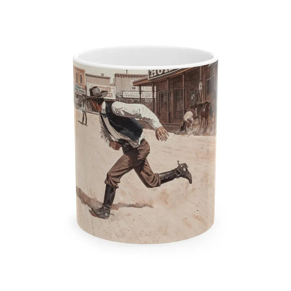 Gunfight, Argosy magazine interior illustration, 1958 - White Coffee Mug 11oz - Go Mug Yourself