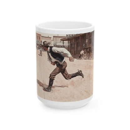 Gunfight, Argosy magazine interior illustration, 1958 - White Coffee Mug-15oz-Go Mug Yourself