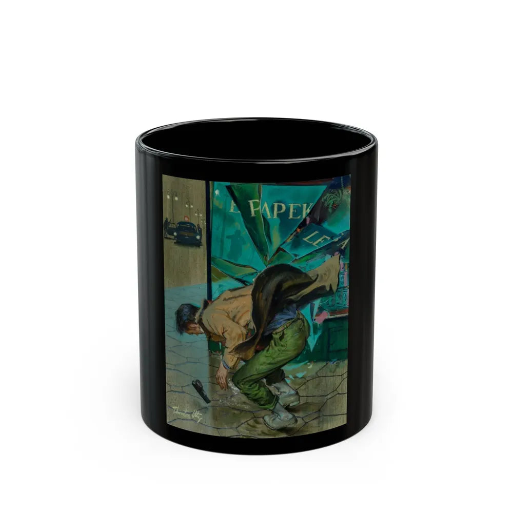 Gunman Shot by Police on City Street - Black Coffee Mug-11oz-Go Mug Yourself