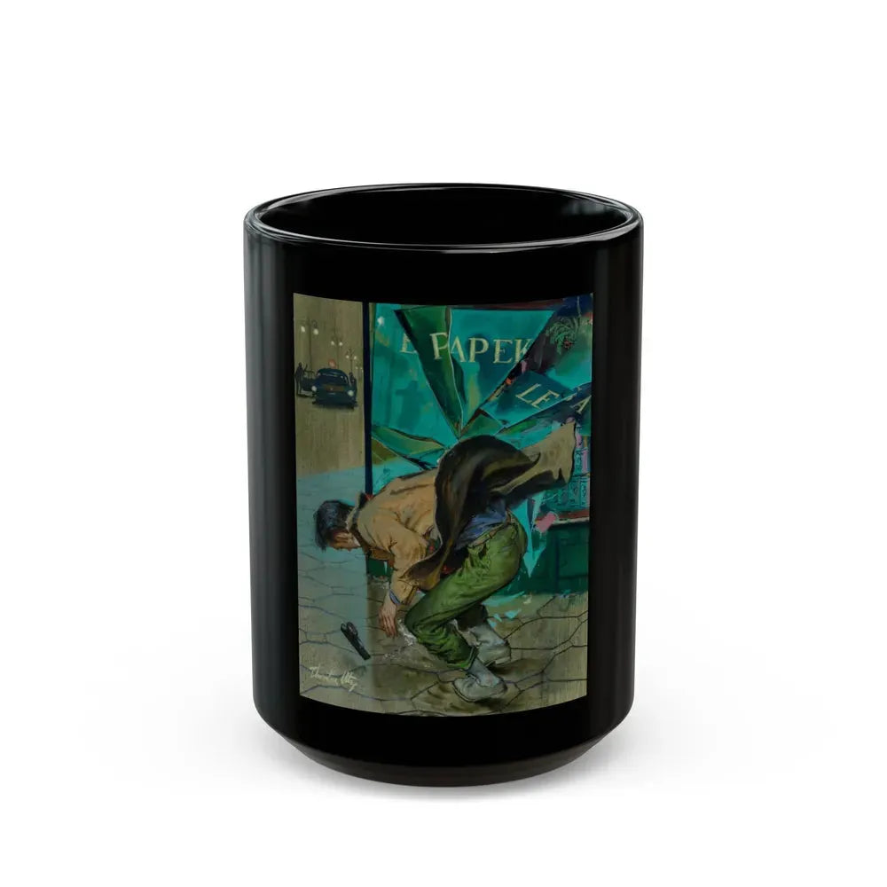 Gunman Shot by Police on City Street - Black Coffee Mug 15oz - Go Mug Yourself