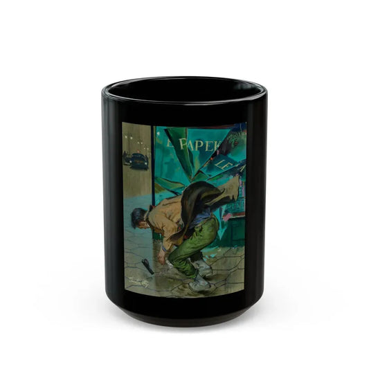 Gunman Shot by Police on City Street - Black Coffee Mug 15oz - Go Mug Yourself
