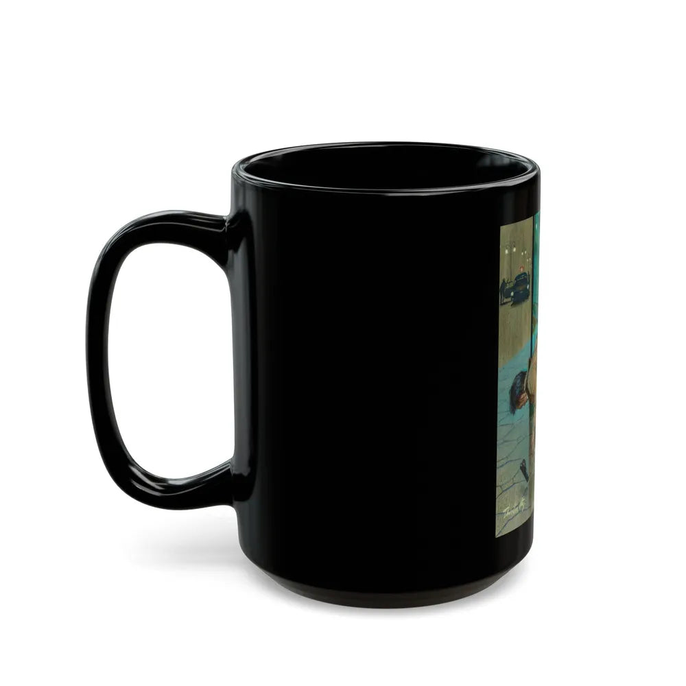 Gunman Shot by Police on City Street - Black Coffee Mug-Go Mug Yourself