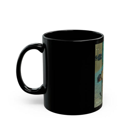 Gunman Shot by Police on City Street - Black Coffee Mug-Go Mug Yourself