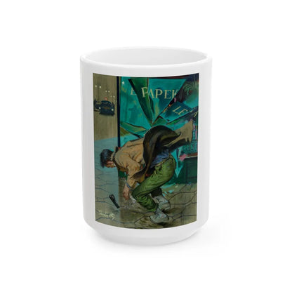 Gunman Shot by Police on City Street - White Coffee Mug-15oz-Go Mug Yourself