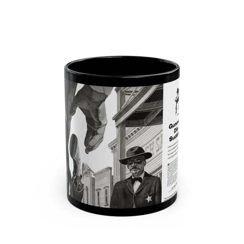 Gunmen Die Sudden, Adventure, May 1957 - Black Coffee Mug-11oz-Go Mug Yourself