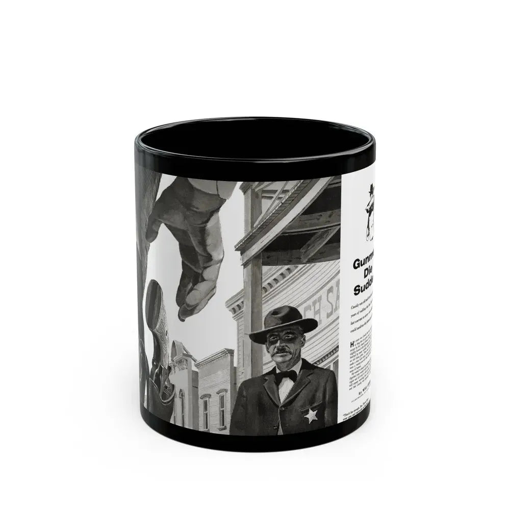 Gunmen Die Sudden, Adventure, May 1957 - Black Coffee Mug 11oz - Go Mug Yourself