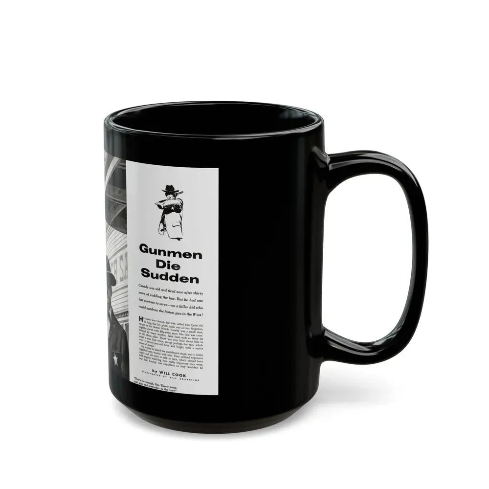 Gunmen Die Sudden, Adventure, May 1957 - Black Coffee Mug - Go Mug Yourself