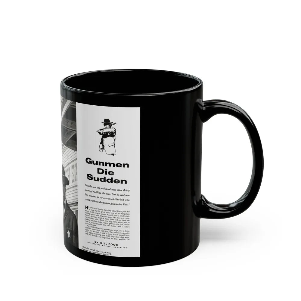 Gunmen Die Sudden, Adventure, May 1957 - Black Coffee Mug-Go Mug Yourself