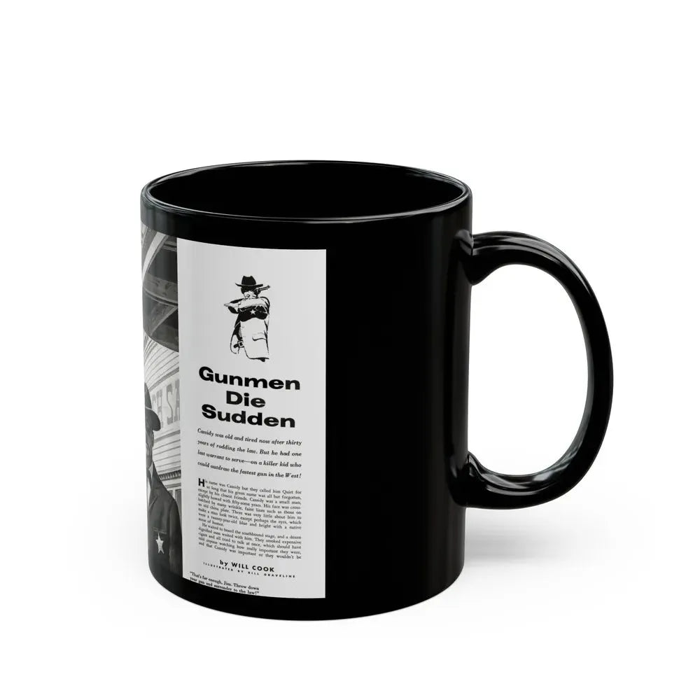 Gunmen Die Sudden, Adventure, May 1957 - Black Coffee Mug - Go Mug Yourself
