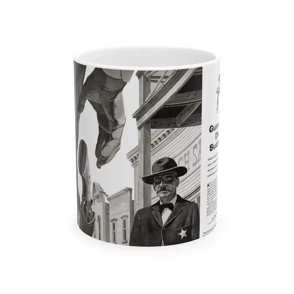 Gunmen Die Sudden, Adventure, May 1957 - White Coffee Mug 11oz - Go Mug Yourself