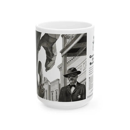 Gunmen Die Sudden, Adventure, May 1957 - White Coffee Mug 15oz - Go Mug Yourself