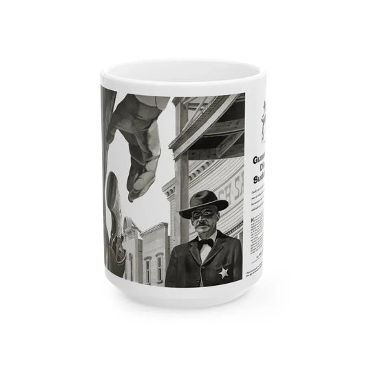Gunmen Die Sudden, Adventure, May 1957 - White Coffee Mug 15oz - Go Mug Yourself