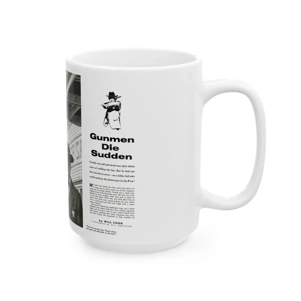 Gunmen Die Sudden, Adventure, May 1957 - White Coffee Mug - Go Mug Yourself