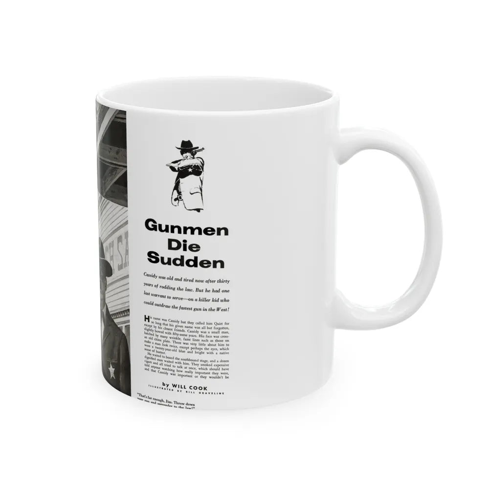 Gunmen Die Sudden, Adventure, May 1957 - White Coffee Mug-Go Mug Yourself