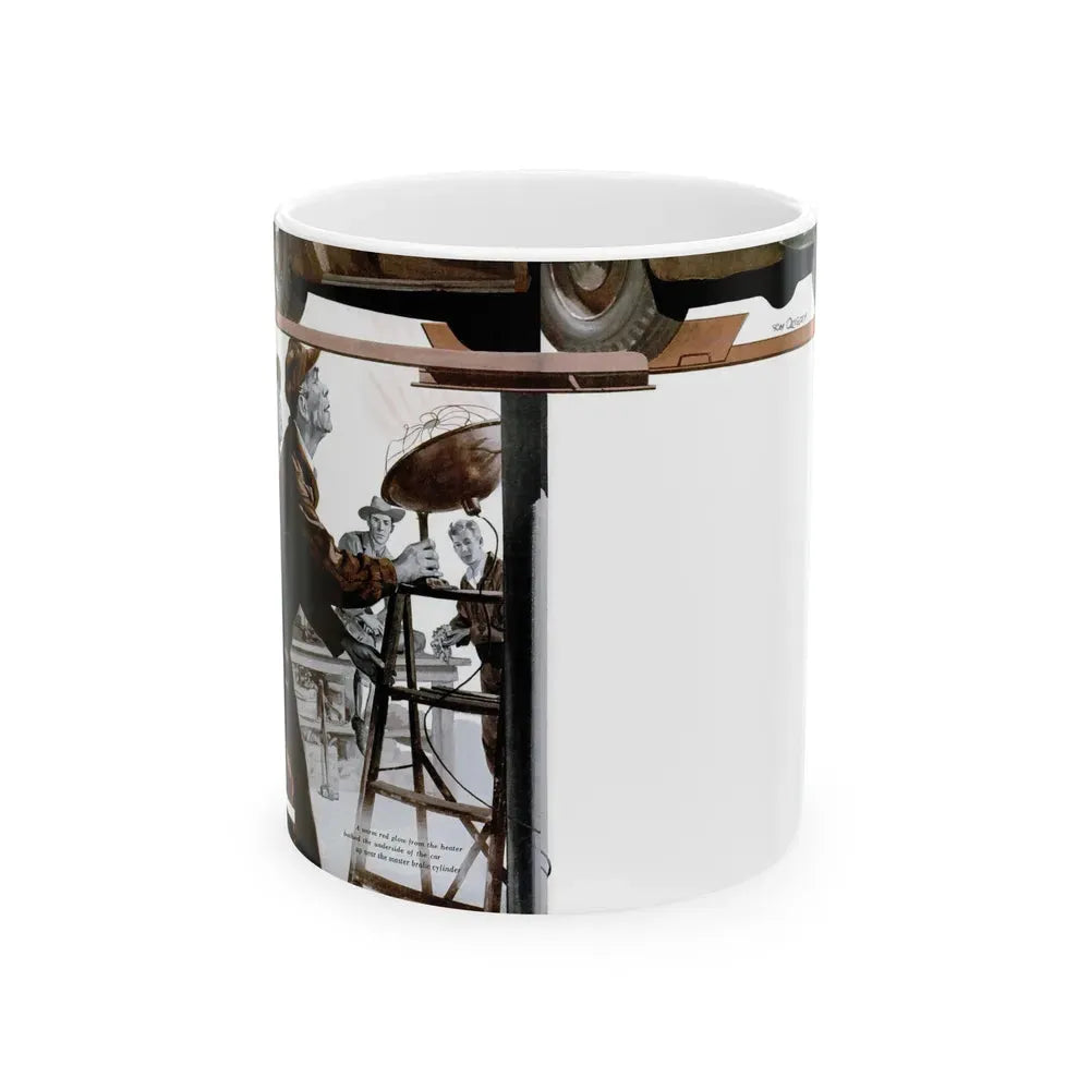 Gus and the Bewitched Brakes, Popular Science, May 1950 - White Coffee Mug 11oz - Go Mug Yourself
