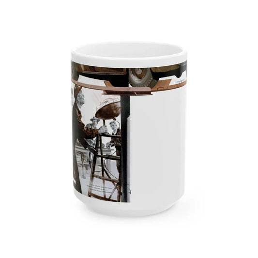 Gus and the Bewitched Brakes, Popular Science, May 1950 - White Coffee Mug 15oz - Go Mug Yourself