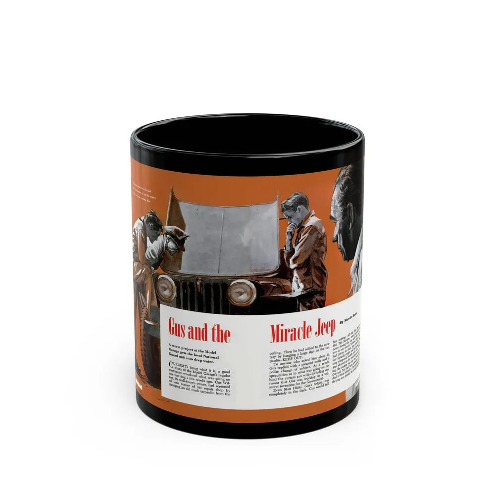 Gus and the Miracle Jeep, Popular Science, August 1950 - Black Coffee Mug-11oz-Go Mug Yourself