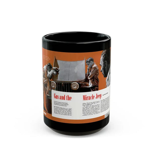 Gus and the Miracle Jeep, Popular Science, August 1950 - Black Coffee Mug 15oz - Go Mug Yourself