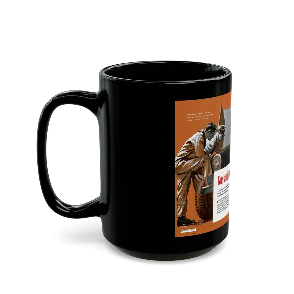 Gus and the Miracle Jeep, Popular Science, August 1950 - Black Coffee Mug-Go Mug Yourself