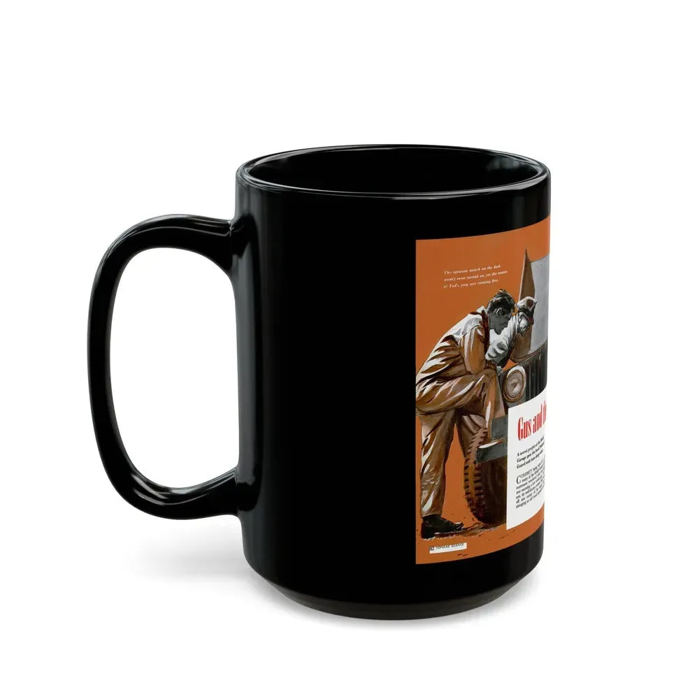 Gus and the Miracle Jeep, Popular Science, August 1950 - Black Coffee Mug - Go Mug Yourself