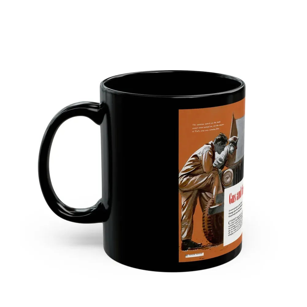 Gus and the Miracle Jeep, Popular Science, August 1950 - Black Coffee Mug - Go Mug Yourself