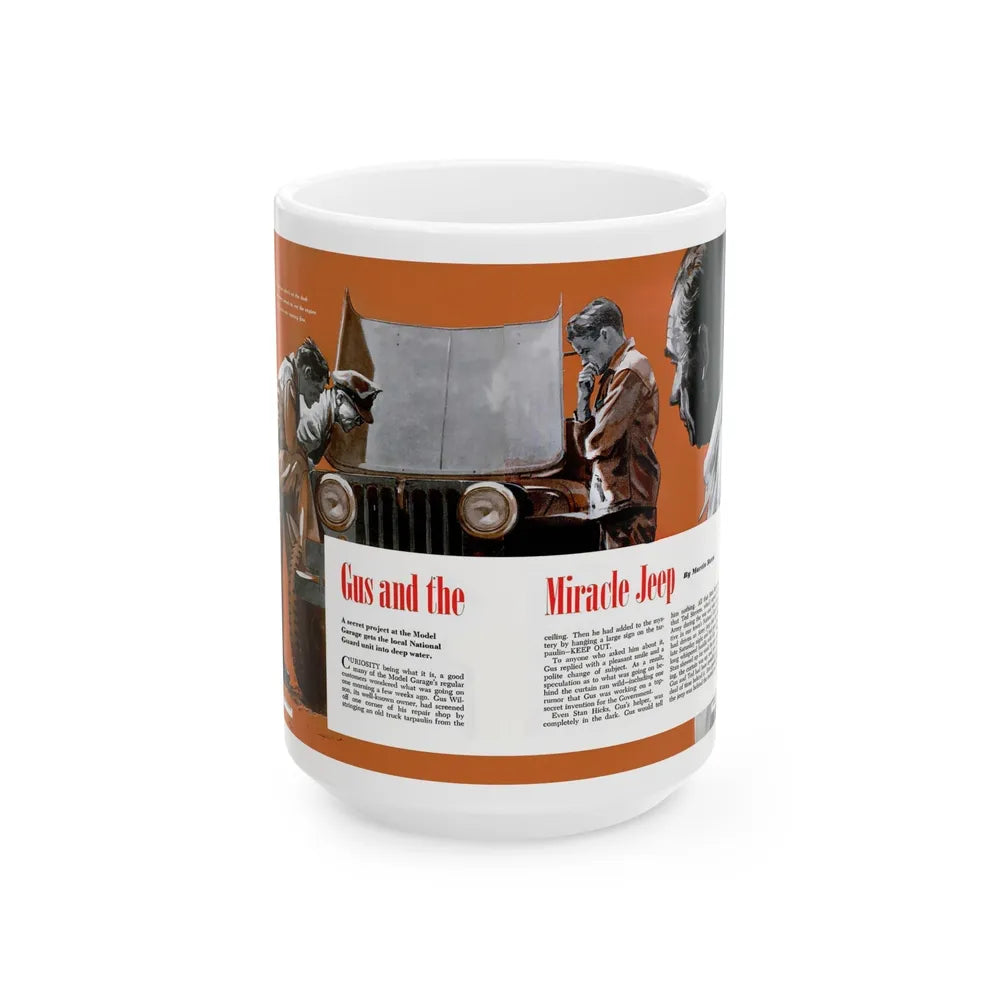 Gus and the Miracle Jeep, Popular Science, August 1950 - White Coffee Mug-15oz-Go Mug Yourself