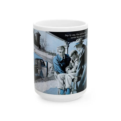 Gus Answers an Ambulance Call, Popular Science, December 1953 - White Coffee Mug 15oz - Go Mug Yourself