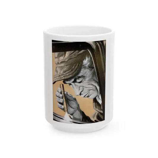 Gus Closes a Sticky Case, Popular Science, 1954 - White Coffee Mug 15oz - Go Mug Yourself