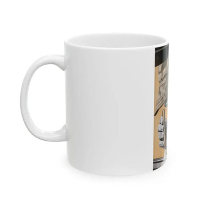 Gus Closes a Sticky Case, Popular Science, 1954 - White Coffee Mug - Go Mug Yourself