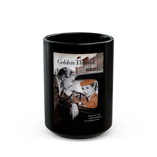 Gus Finds a Golden Thread, Popular Science, 1953 - Black Coffee Mug 15oz - Go Mug Yourself