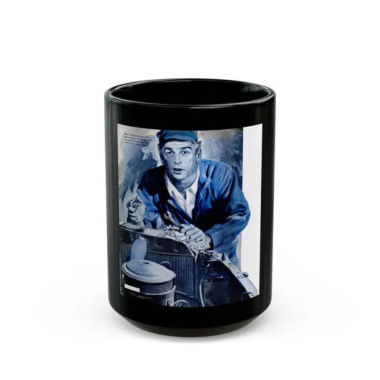 Gus Fixes the Local Scrooge, Popular Science, December 1950 - Black Coffee Mug 15oz - Go Mug Yourself