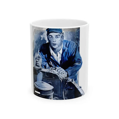 Gus Fixes the Local Scrooge, Popular Science, December 1950 - White Coffee Mug 11oz - Go Mug Yourself
