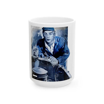 Gus Fixes the Local Scrooge, Popular Science, December 1950 - White Coffee Mug 15oz - Go Mug Yourself
