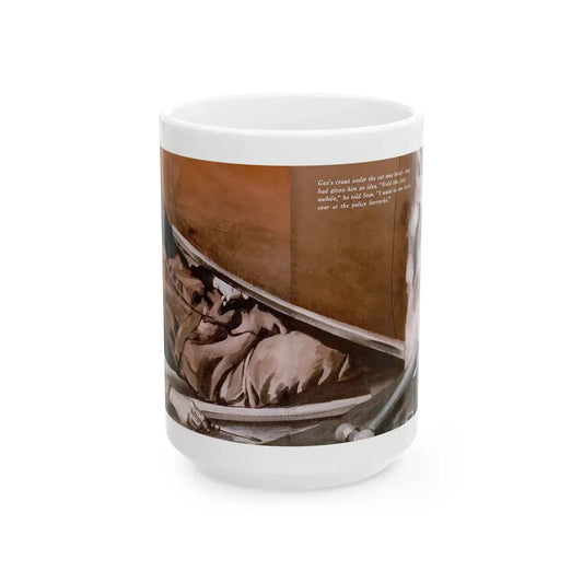 Gus Parlays a Pair of Hunches, Popular Science, February 1951 - White Coffee Mug 15oz - Go Mug Yourself