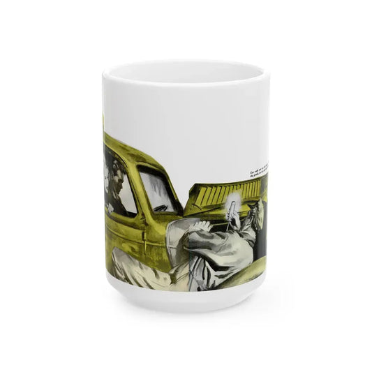 Gus Peps Up a Tired Truck, Popular Science, 1953 - White Coffee Mug 15oz - Go Mug Yourself