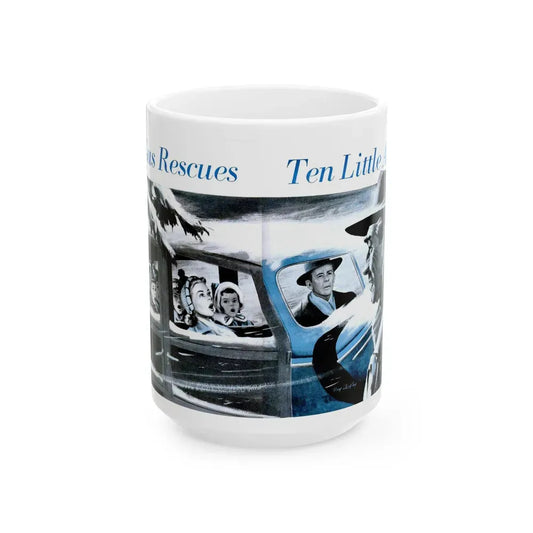 Gus Rescues Ten Little Angels, Popular Science, December 1952 - White Coffee Mug 15oz - Go Mug Yourself