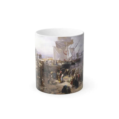 Gustav Bauernfeind (1848-1904) Jaffa, Recruiting of Turkish Soldiers in Palestine - Oil on canvas 1888 - Color Changing Mug 11oz 11oz - Go Mug Yourself