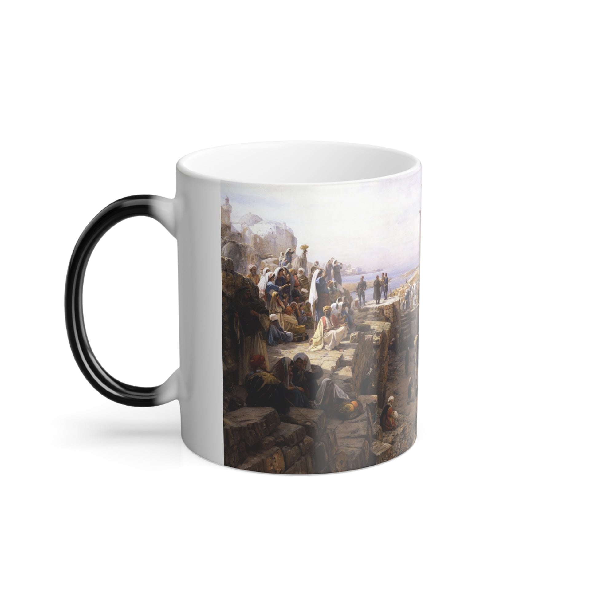 Gustav Bauernfeind (1848-1904) Jaffa, Recruiting of Turkish Soldiers in Palestine - Oil on canvas 1888 - Color Changing Mug 11oz-Go Mug Yourself